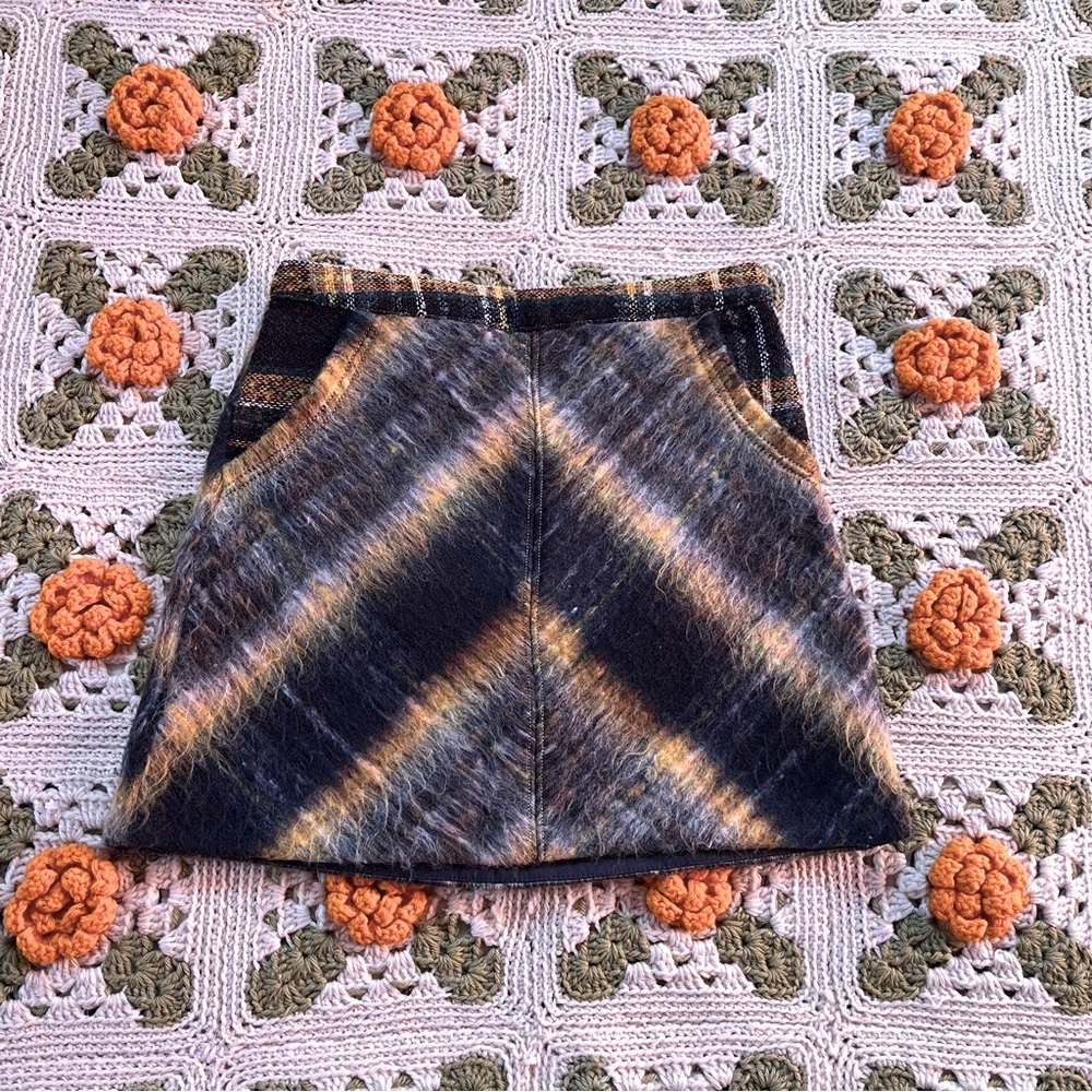 Urban Outfitters Plaid Wool Blend Mini Skirt, Size XS